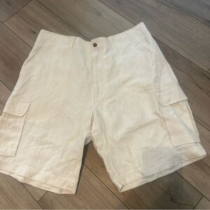 Caribbean Silk Linen Cargo Shorts Men 38 Beige Cruise Beach Travel Summer resort